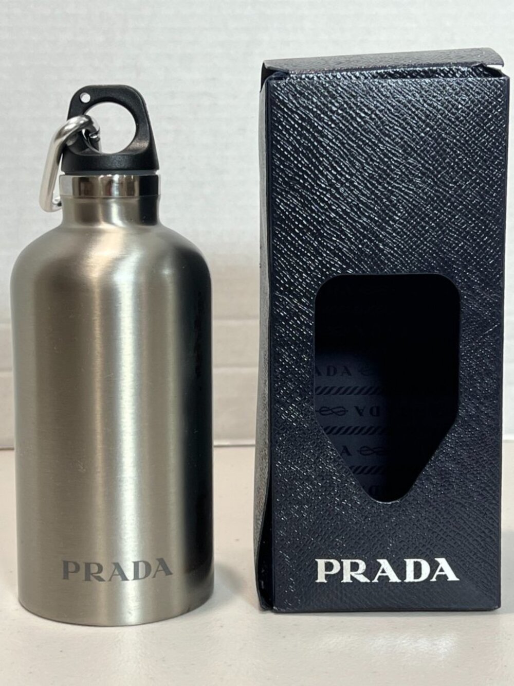Authentic Prada 350ml 12oz Stainless Steel Insulated Water Bottle Logo With Box